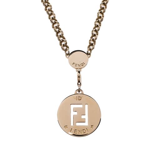 collana fendi f|Fendi Collana Identification FF Pendant Necklace .